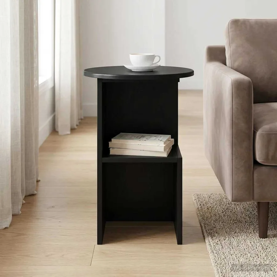 Table d'appoint Chêne noir Ø 39,5 x 55 cm Bois d'ingénierie - 4