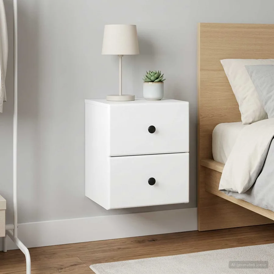 Cabinet de chevet mural 2 pcs Blanc 34,5 x 33 x 40 cm
