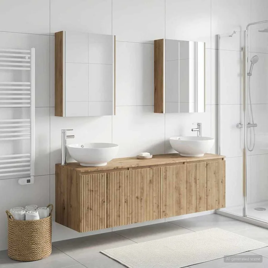 Ensemble d'armoire de salle de bain 5 pc Chêne artisanal