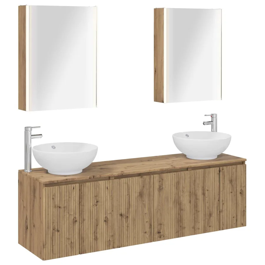 Ensemble d'armoire de salle de bain 5 pc Chêne artisanal - 2