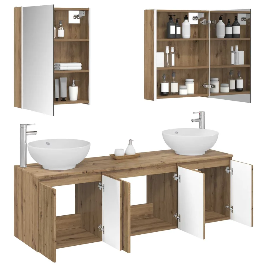 Ensemble d'armoire de salle de bain 5 pc Chêne artisanal - 3