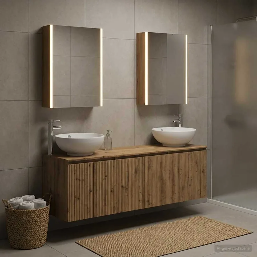 Ensemble d'armoire de salle de bain 5 pc Chêne artisanal - 4