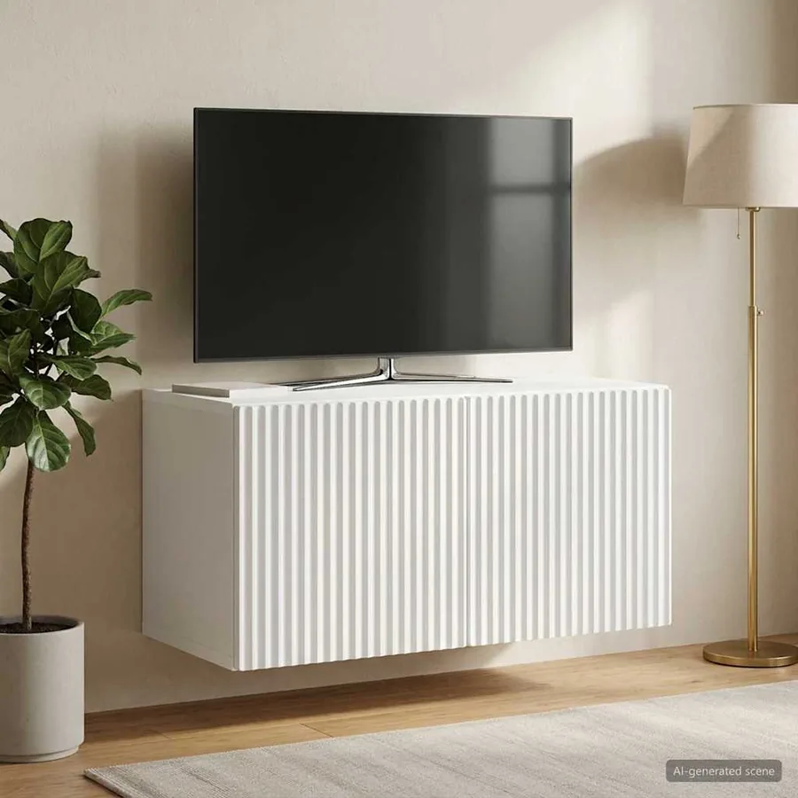 Meuble TV mural Blanc 59,5 x 31 x 30 cm Bois d'ingénierie