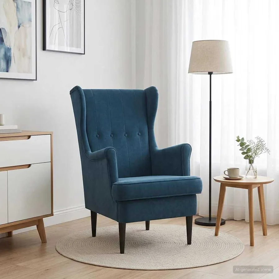 Fauteuil Bleu Velours