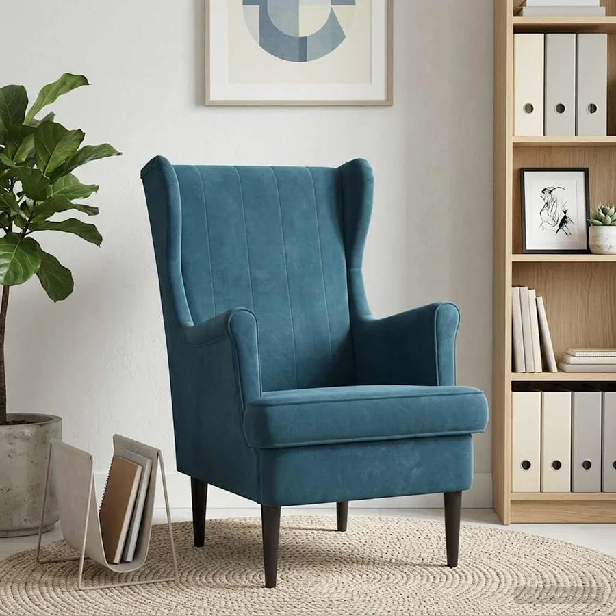 Fauteuil Bleu Velours - 3