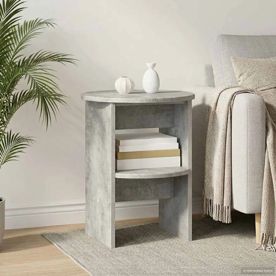 Meuble d'appoint Gris Béton Ø40 x 50 cm Bois d’ingénierie
