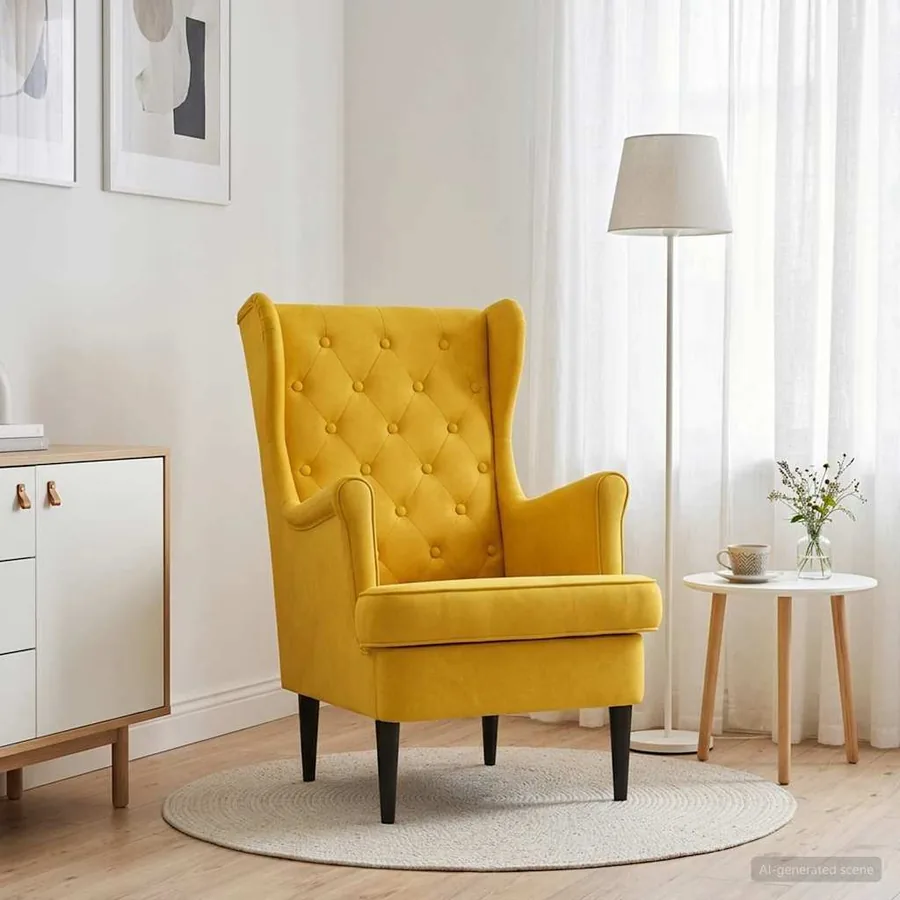 Fauteuil Jaune Velours