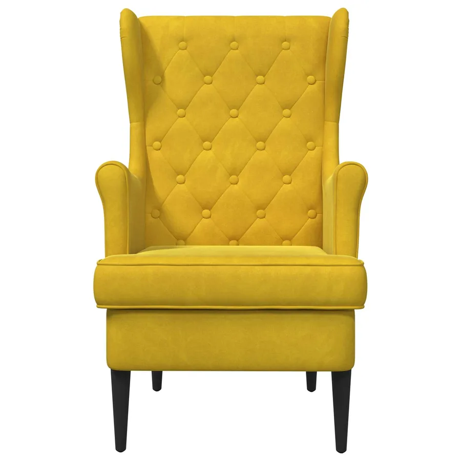 Fauteuil Jaune Velours - 4