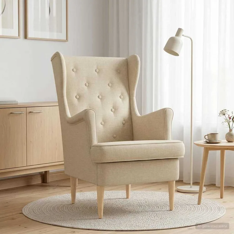 Fauteuil Crème Tissu - 3