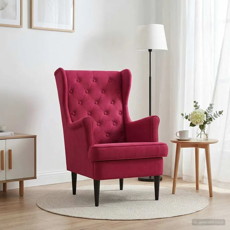 Fauteuil Bordeaux Velours - 3