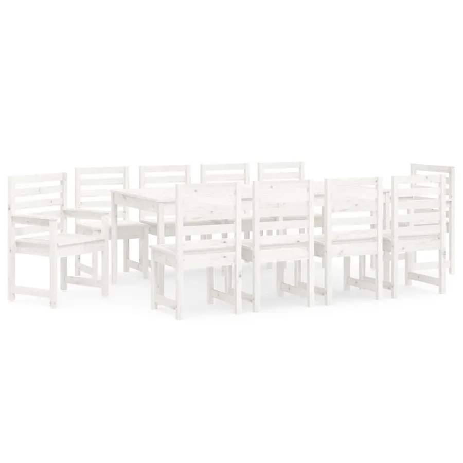 Ensemble à manger de jardin 11 pcs blanc bois massif de pin - 2
