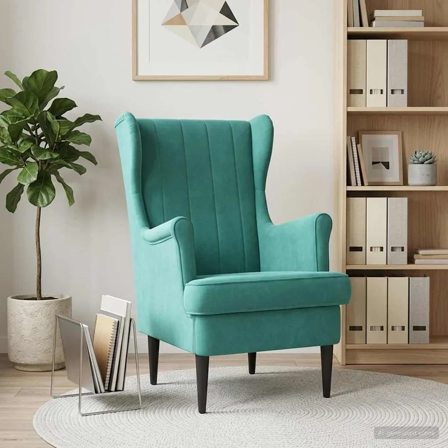 Fauteuil Turquoise Velours - 3