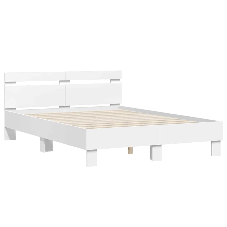 Cadre de lit avec LED Blanc 137 x 190 cm Bois d'ingénierie - 2