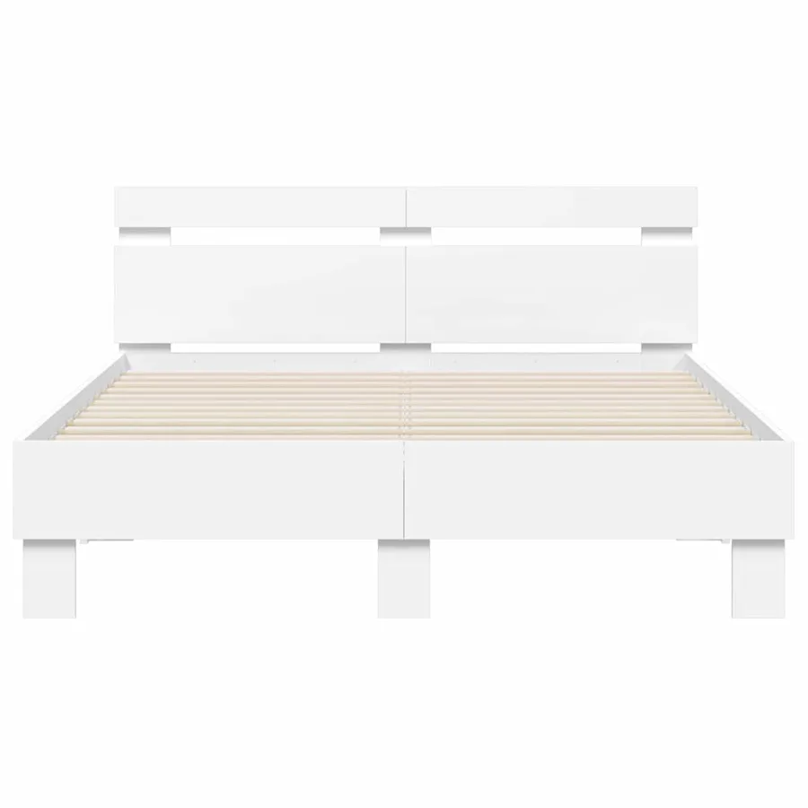 Cadre de lit avec LED Blanc 137 x 190 cm Bois d'ingénierie - 6