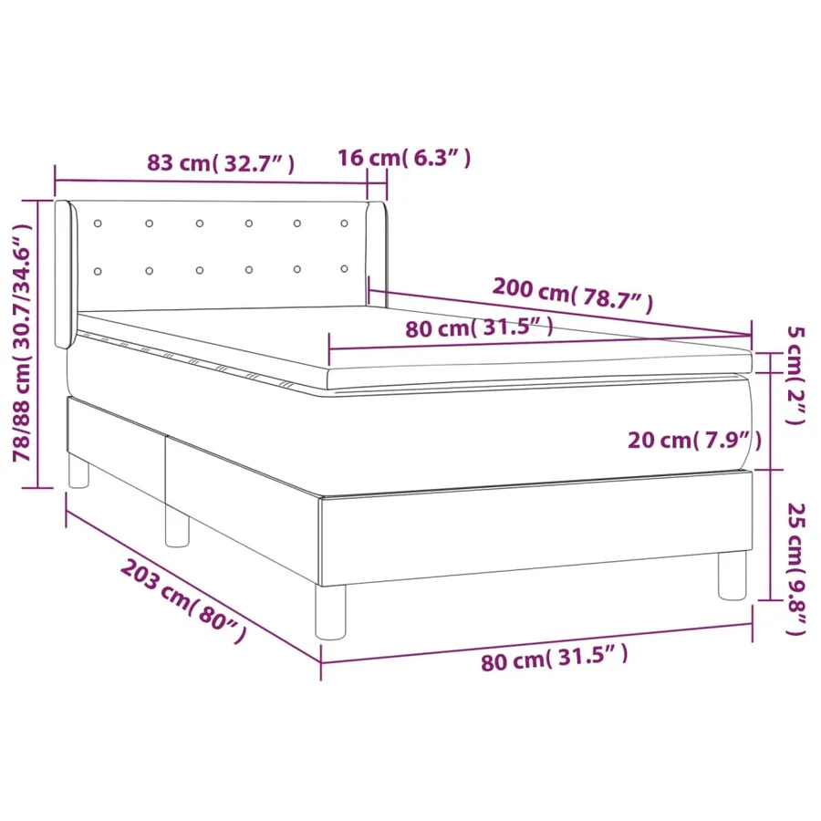 Sommier à lattes de lit avec matelas Gris clair 80x200 cm Tissu - 7