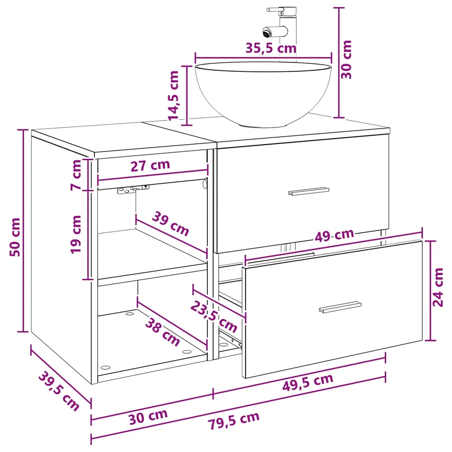 Ensemble de mobilier de salle de bain 2 pcs Chêne fumé - 11