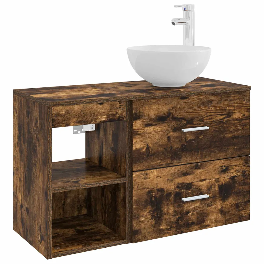 Ensemble de mobilier de salle de bain 2 pcs Chêne fumé - 2
