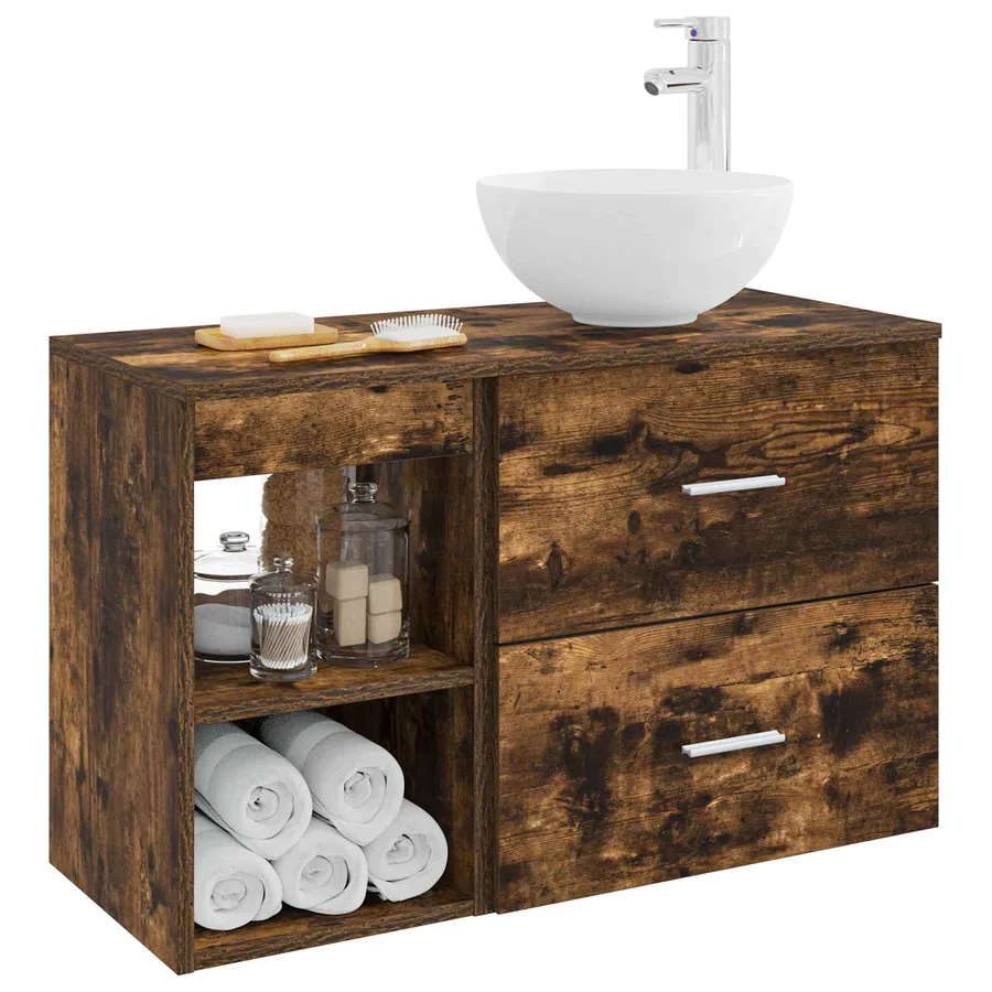 Ensemble de mobilier de salle de bain 2 pcs Chêne fumé - 3