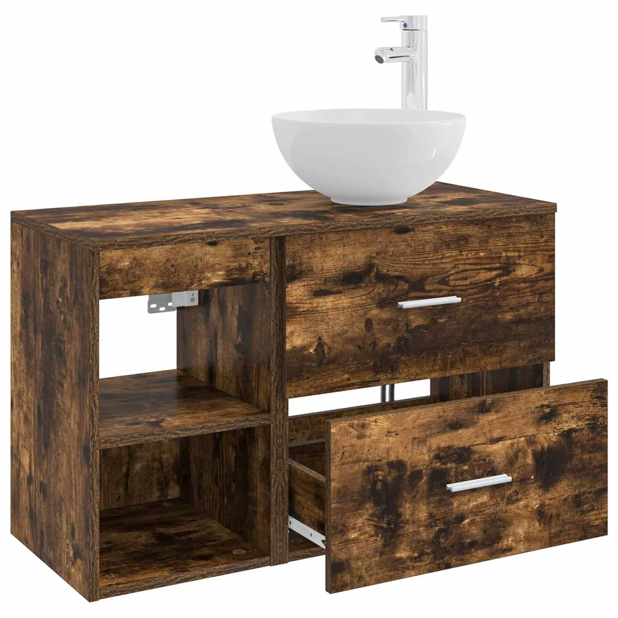 Ensemble de mobilier de salle de bain 2 pcs Chêne fumé - 4
