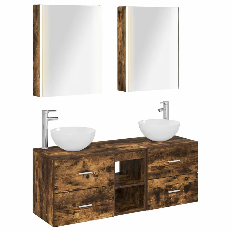 Ensemble de mobilier de salle de bain 5 pcs Chêne fumé - 2