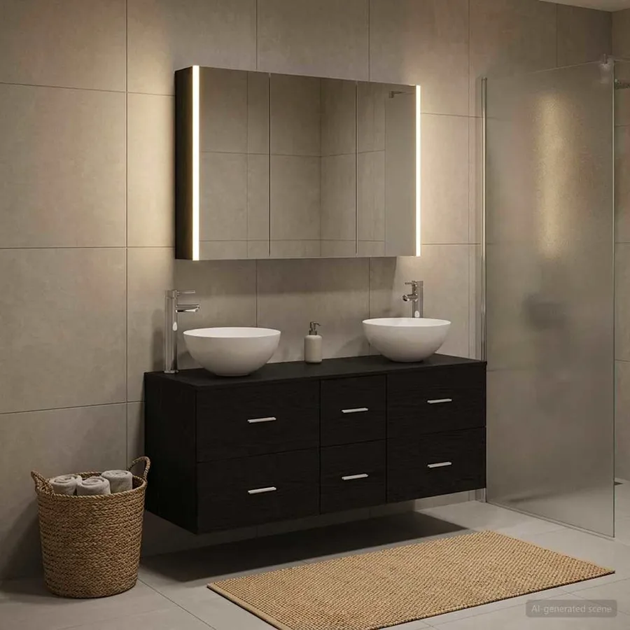 Ensemble de mobilier de salle de bain 4 pcs Chêne noir - 4