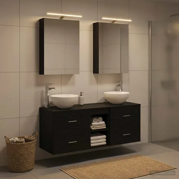 Ensemble de mobilier de salle de bain 5 pcs Chêne noir