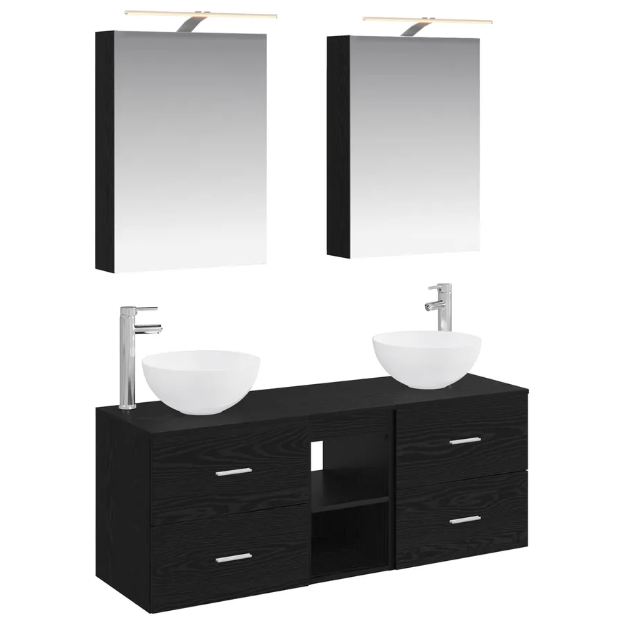 Ensemble de mobilier de salle de bain 5 pcs Chêne noir - 2