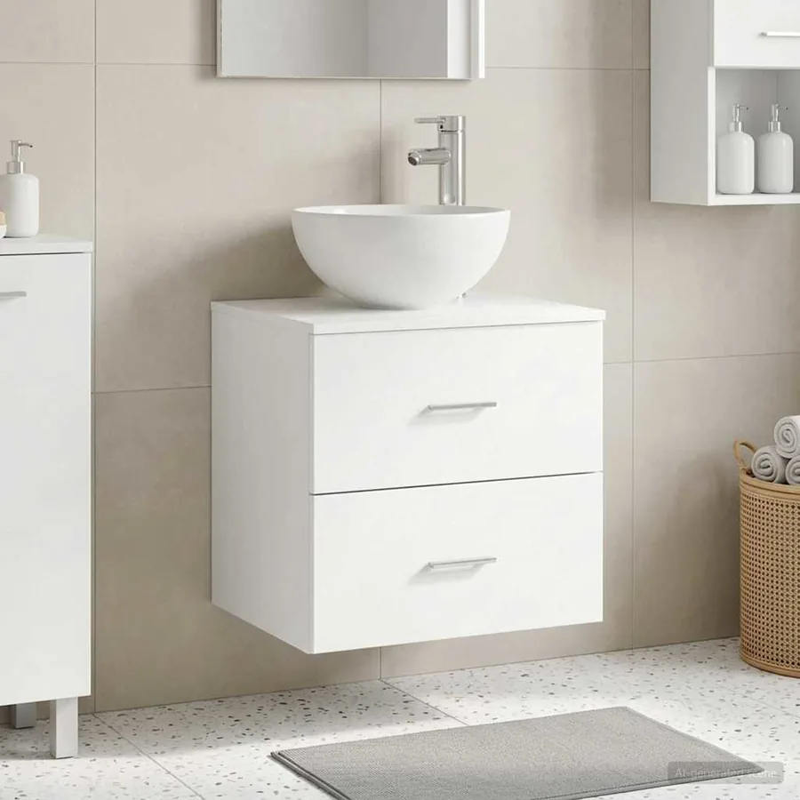 Vanité de lavabo mural Blanc 49,5 x 41 x 64,5 cm