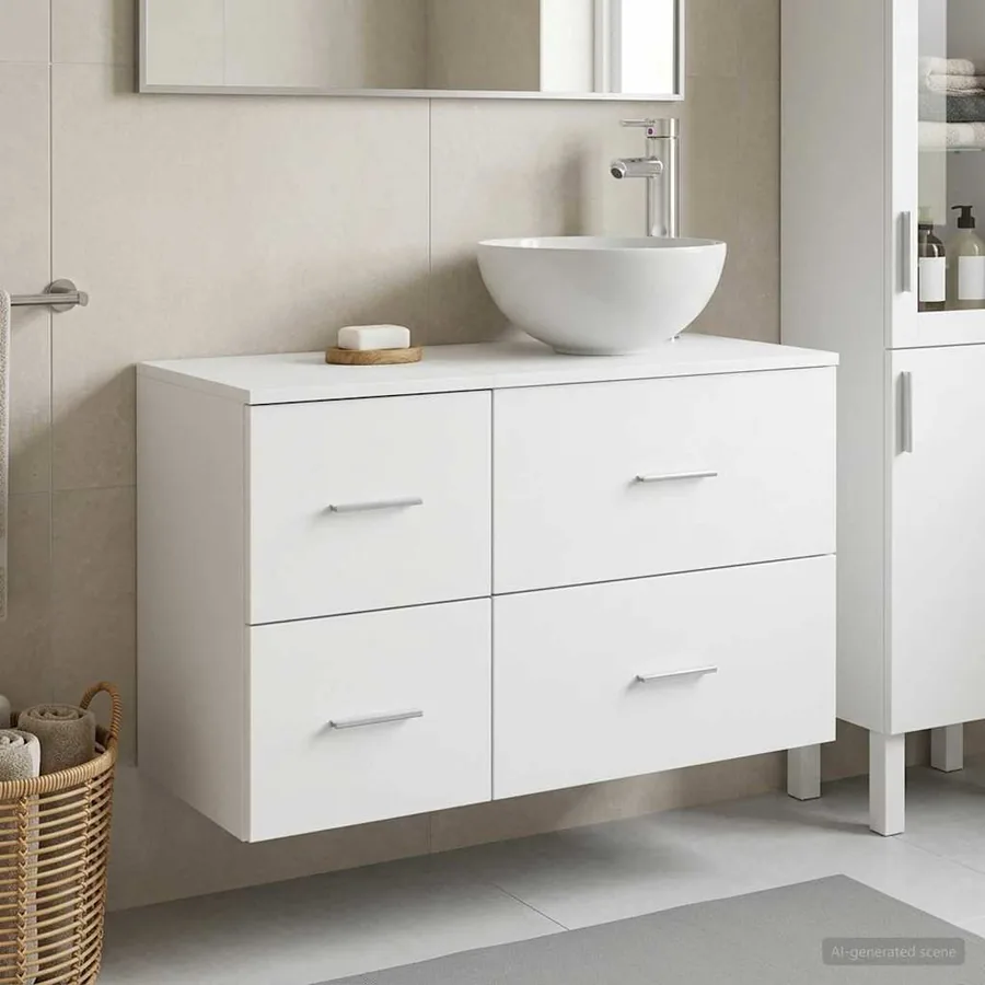 Ensemble de mobilier de salle de bain 2 pcs Blanc
