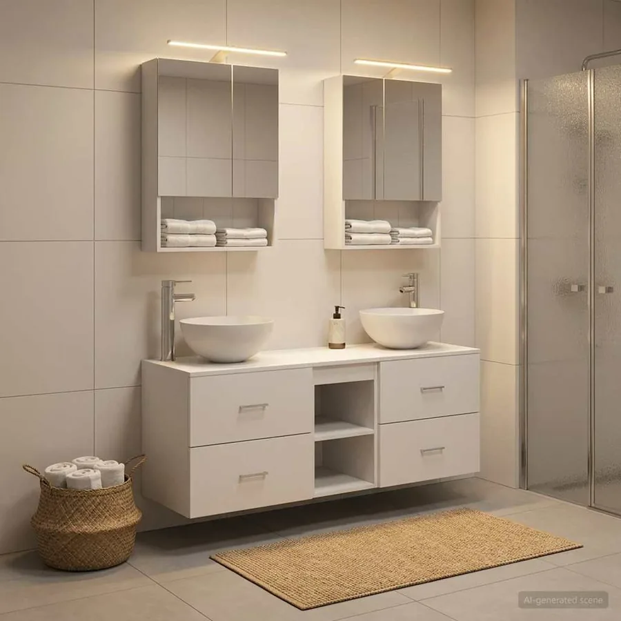 Ensemble de mobilier de salle de bain 5 pcs Blanc