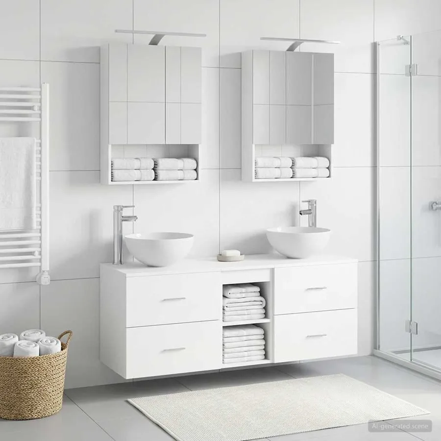 Ensemble de mobilier de salle de bain 5 pcs Blanc - 4