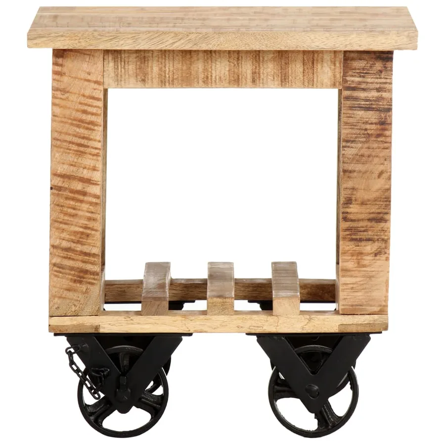 Table d'appoint avec roues 40x40x42 cm Bois de manguier brut - 2