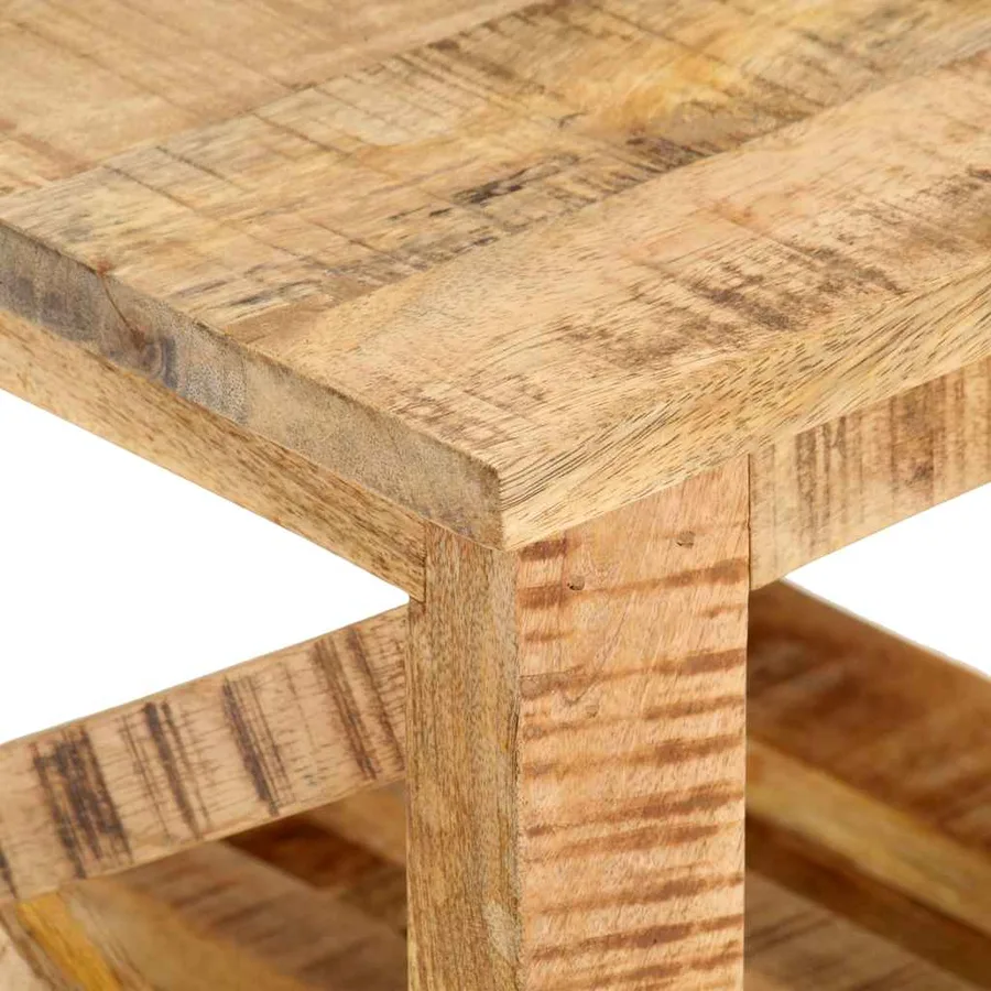 Table d'appoint avec roues 40x40x42 cm Bois de manguier brut - 5