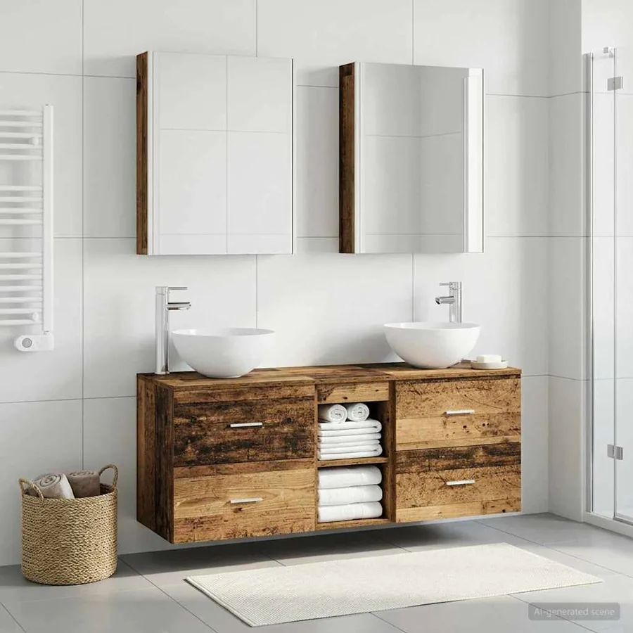 Ensemble de mobilier de salle de bain 5 pcs Bois ancien