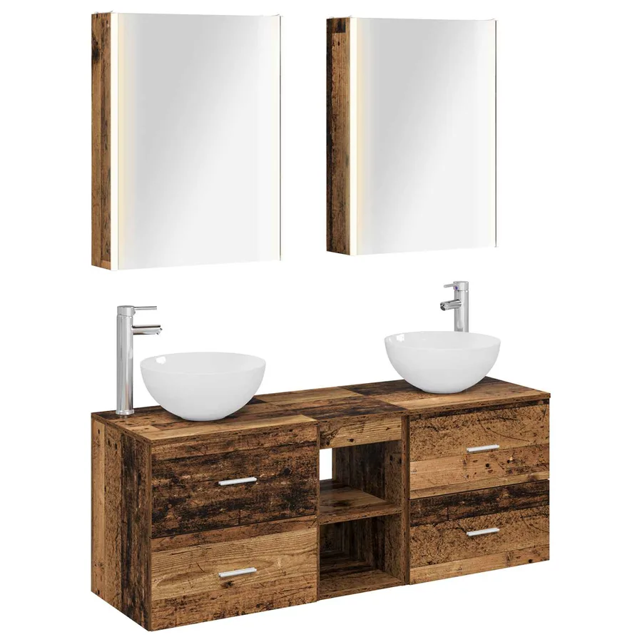 Ensemble de mobilier de salle de bain 5 pcs Bois ancien - 2