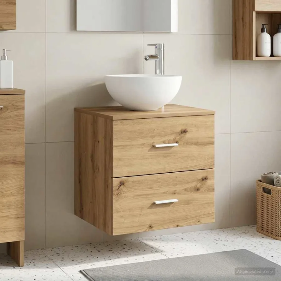Vanité de lavabo mural Chêne artisanal 49,5 x 41 x 64,5 cm