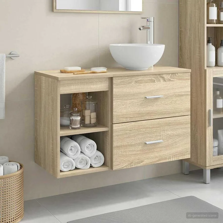 Ensemble de mobilier de salle de bain 2 pcs Chêne Sonoma
