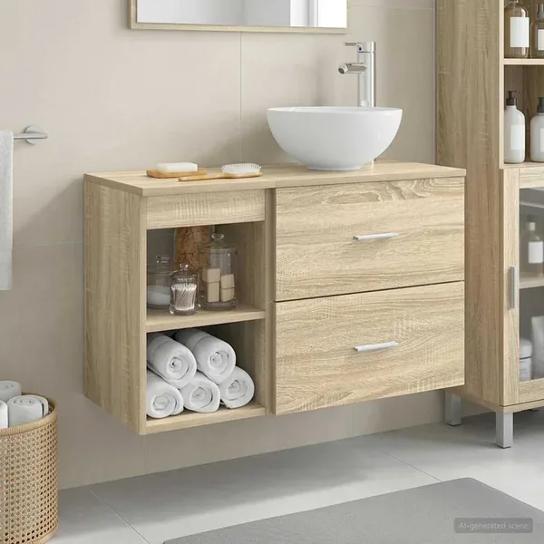 Ensemble de mobilier de salle de bain 2 pcs Chêne Sonoma