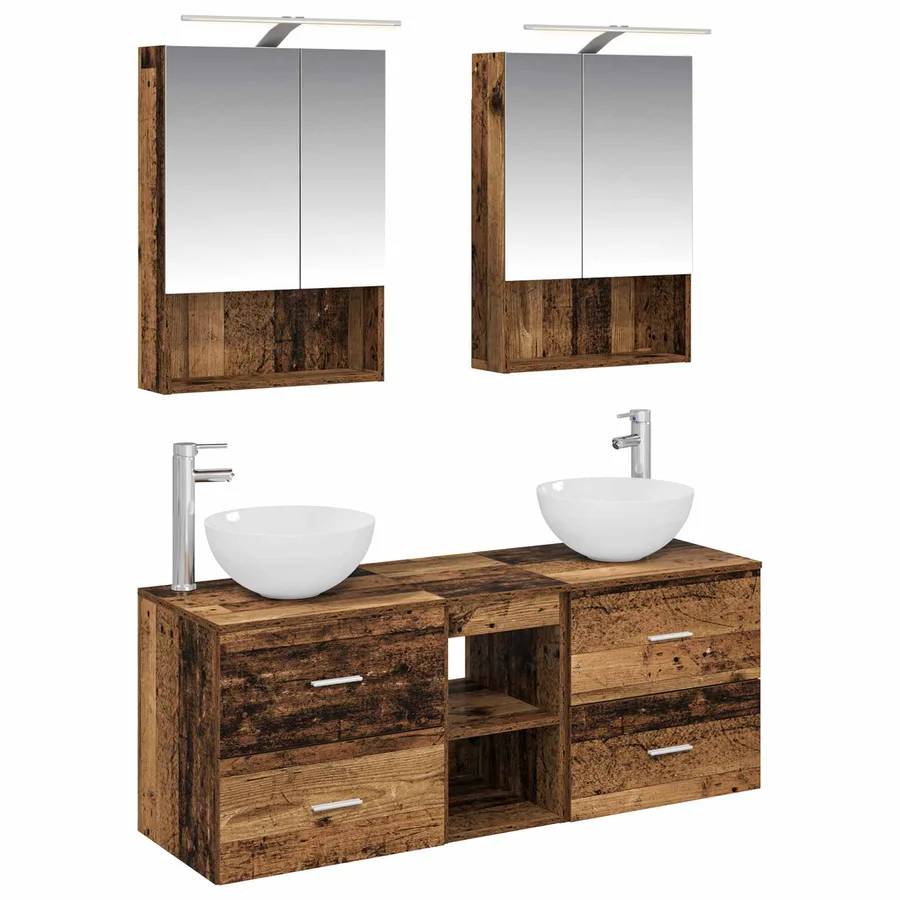 Ensemble de mobilier de salle de bain 5 pcs Bois ancien - 2