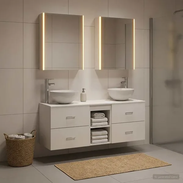 Ensemble de mobilier de salle de bain 5 pcs Blanc