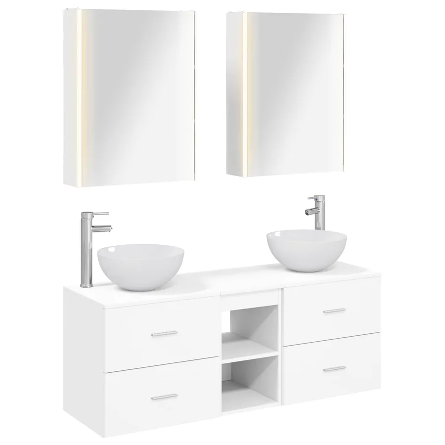 Ensemble de mobilier de salle de bain 5 pcs Blanc - 2