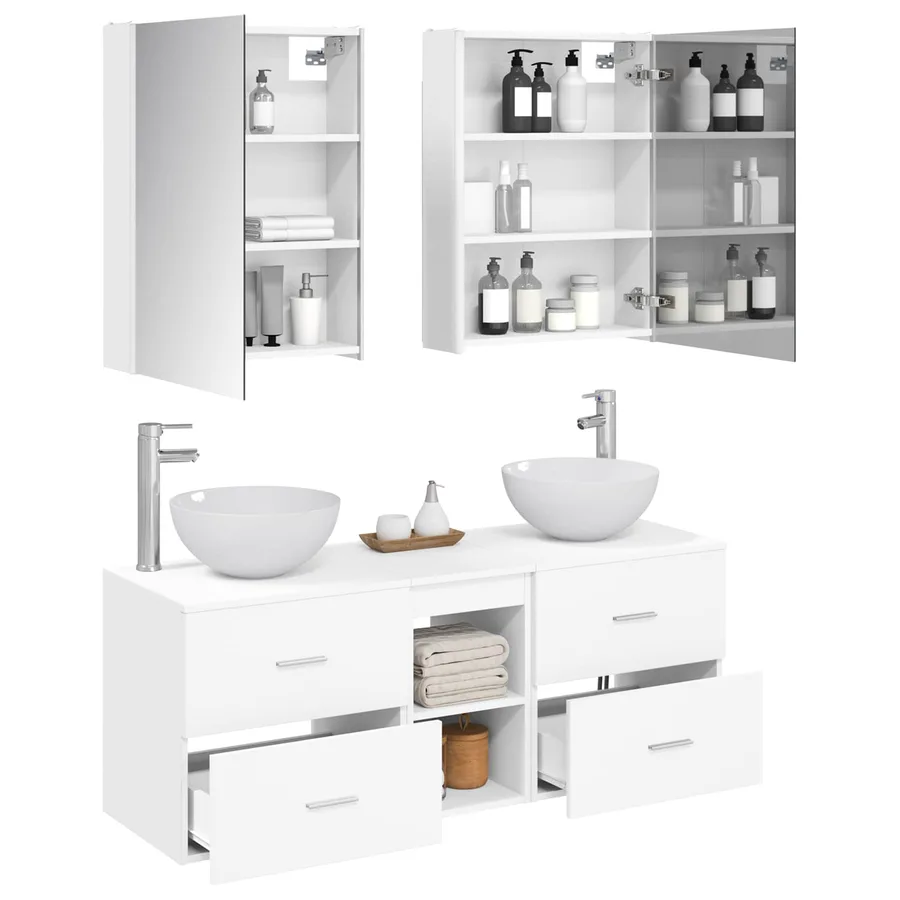 Ensemble de mobilier de salle de bain 5 pcs Blanc - 3