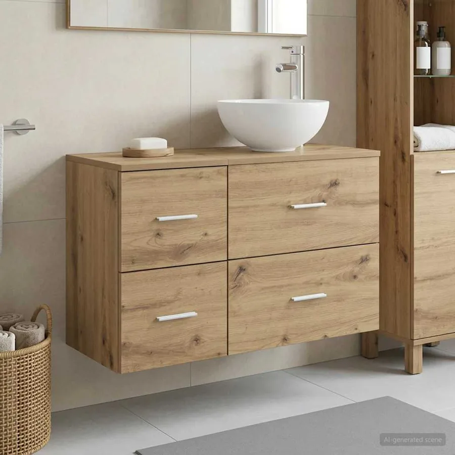 Ensemble de mobilier de salle de bain 2 pc Chêne artisanal