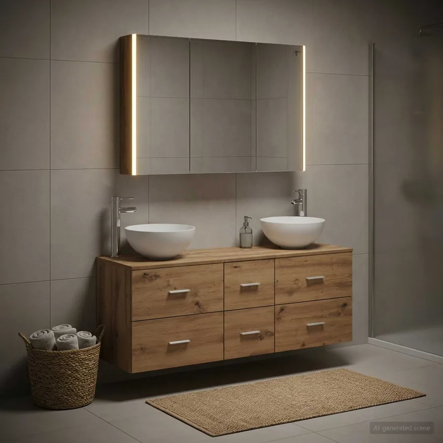 Ensemble de mobilier de salle de bain 4 pc Chêne artisanal