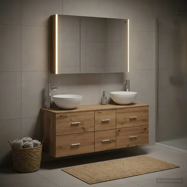 Ensemble de mobilier de salle de bain 4 pc Chêne artisanal