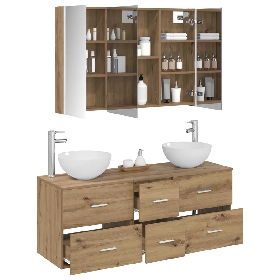 Ensemble de mobilier de salle de bain 4 pc Chêne artisanal - 3