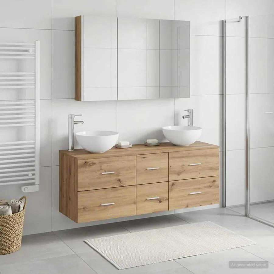Ensemble de mobilier de salle de bain 4 pc Chêne artisanal - 4