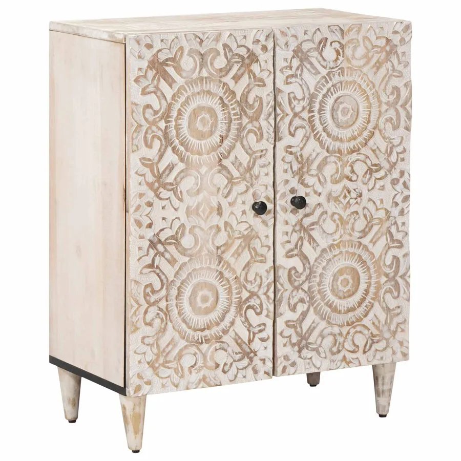 Buffet 3 pcs Blanc 60 x 33,5 x 75 cm Bois de mangue massif - 3