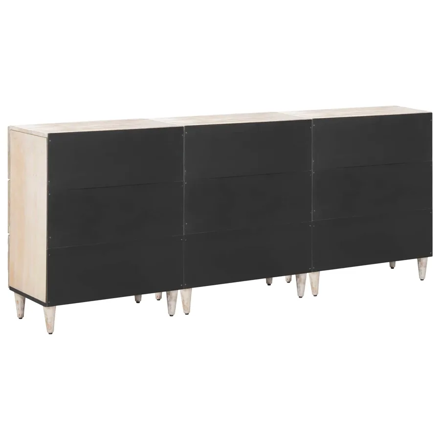 Buffet 3 pcs Blanc 60 x 33,5 x 75 cm Bois de mangue massif - 6
