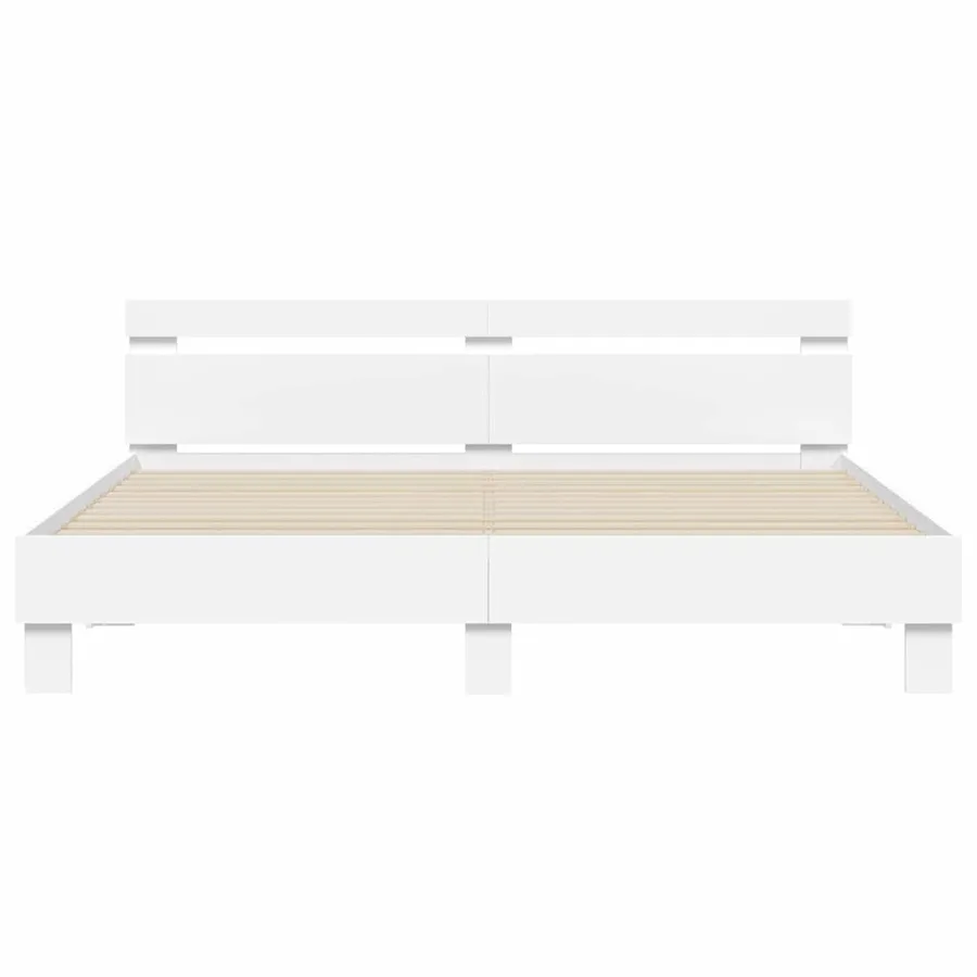 Cadre de lit avec LED Blanc 193 x 203 cm Bois d'ingénierie - 6